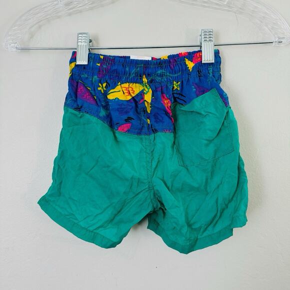 Kids Vintage Y2K Green And Blue Swim Shorts Boys Size 3 - Picture 2 of 4
